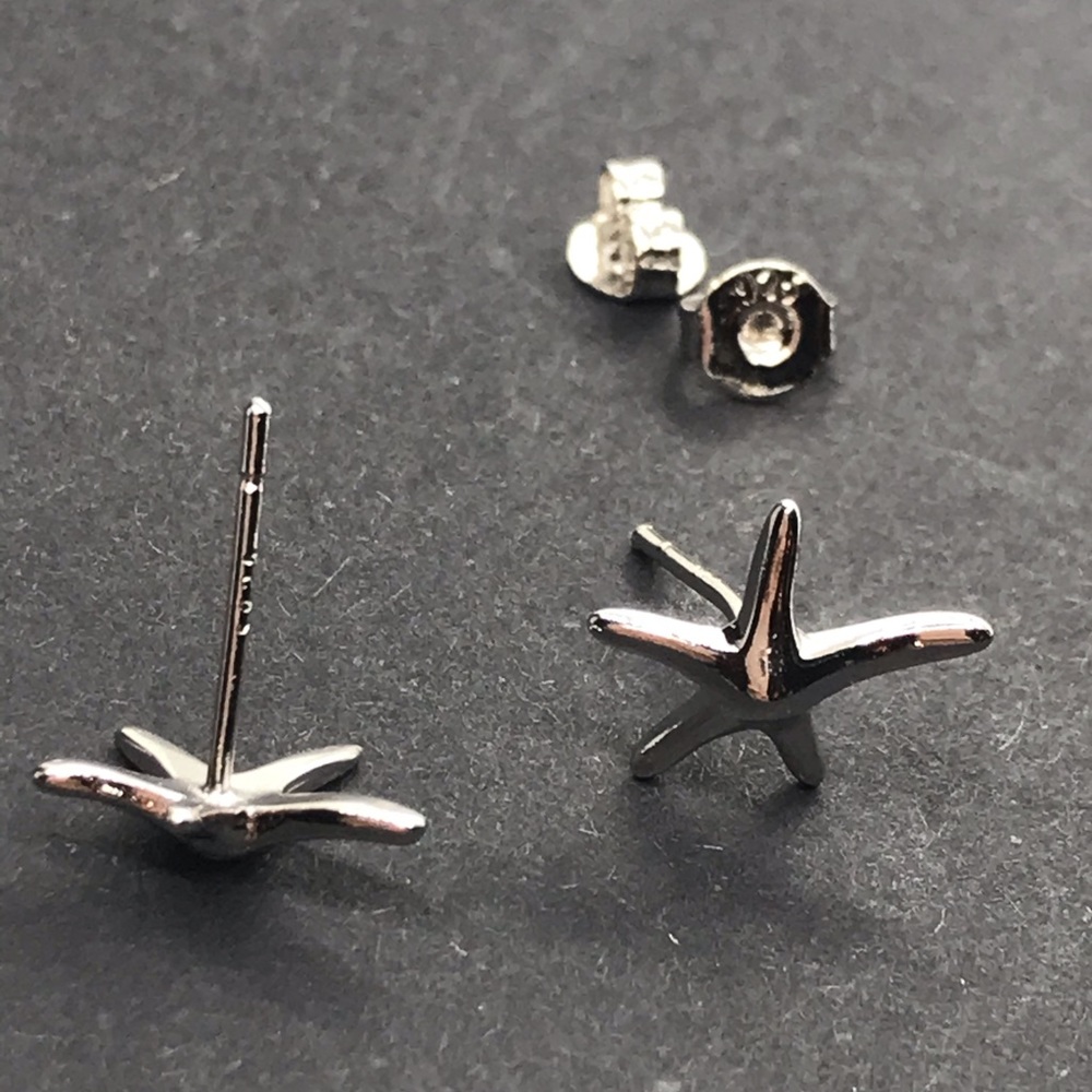 Sterling Silver 925 Starfish Stud Earrings - Picture 4 of 5